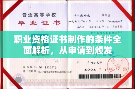 衢州职业资格证书制作的条件全面解析，从申请到颁发